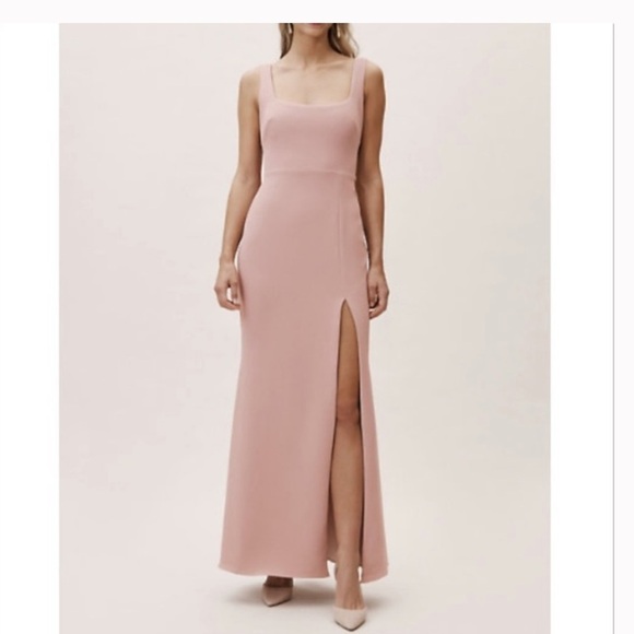 Bhldn and Anthropologie mauve blush square neck gown - Picture 2 of 9